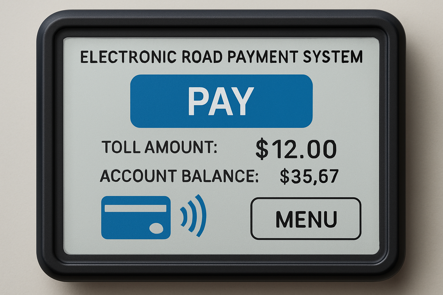 Electronic road payment system interface